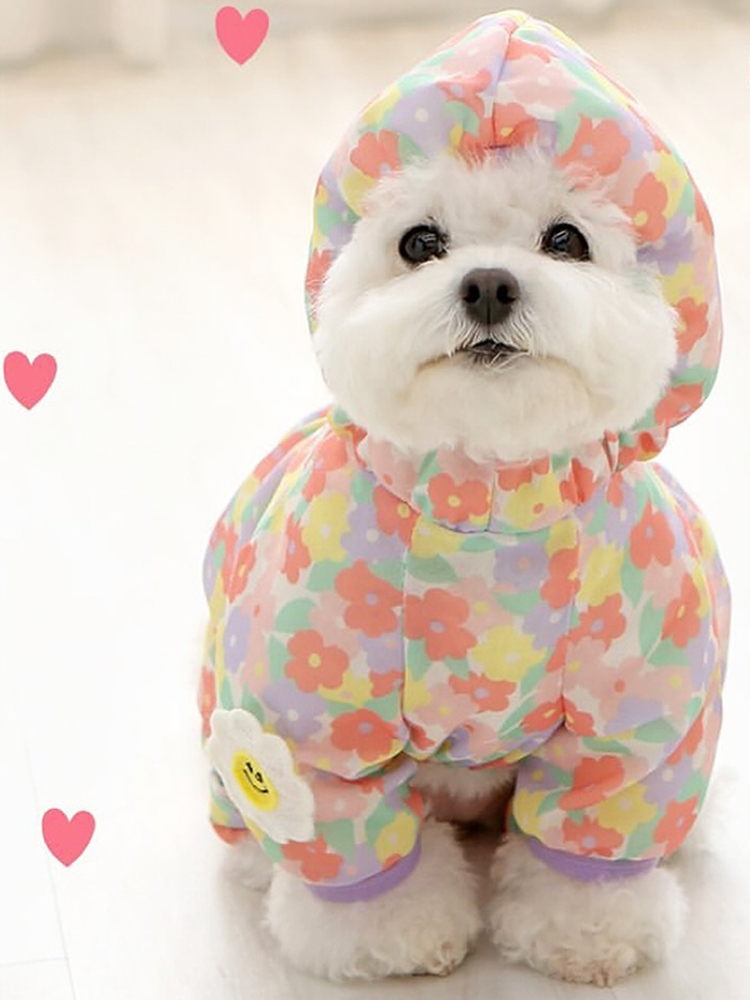 犬服 お花畑フードパーカー涼感