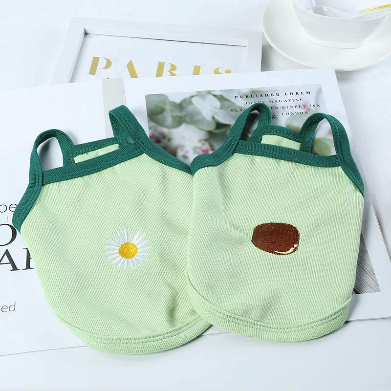 犬服 小花刺繍ワンポイントタンクトップ型犬服