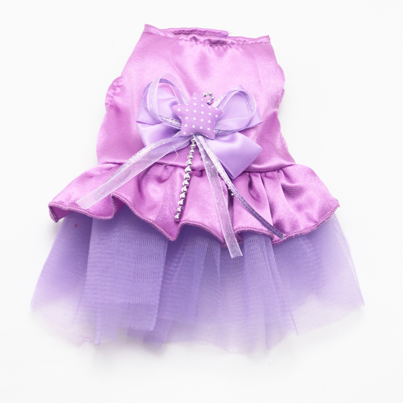 犬服 華やかお花飾り付きチュールスカート犬用ドレス
