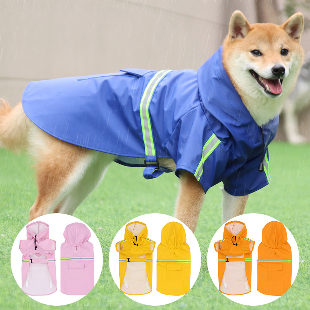犬服 反射テープ付き防水フード犬用レインコート レインコート|犬服