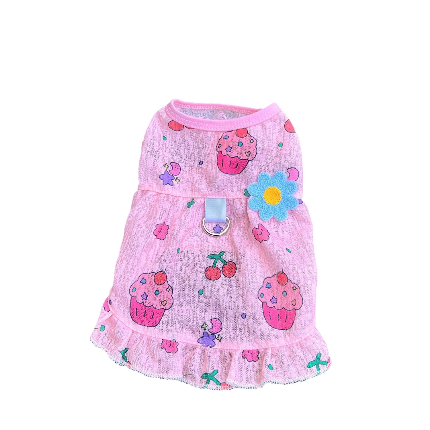 犬服 お花とうさぎの涼やかワンピース
