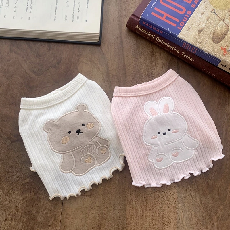 犬服 ふわもこ動物アップリケTシャツ