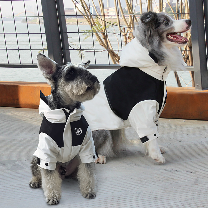 犬服 切替配色フード付きスポーティ犬用コート