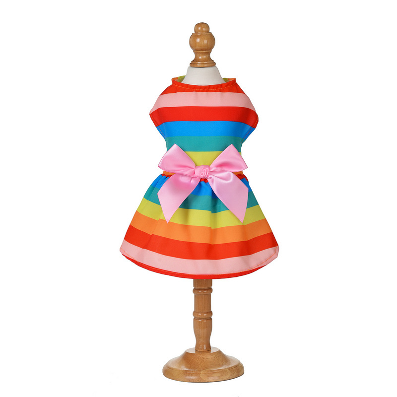 犬服 リボン付き襟元すっきり華やか裾広がりドレス