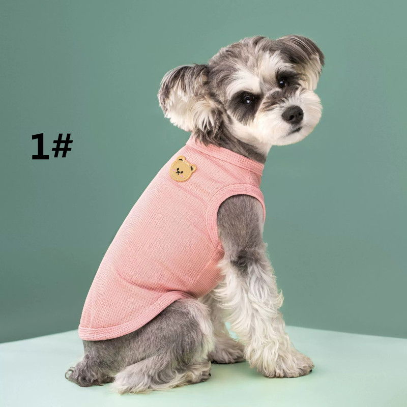 小型犬用可愛いくまワッペン付きティーシャツ犬服