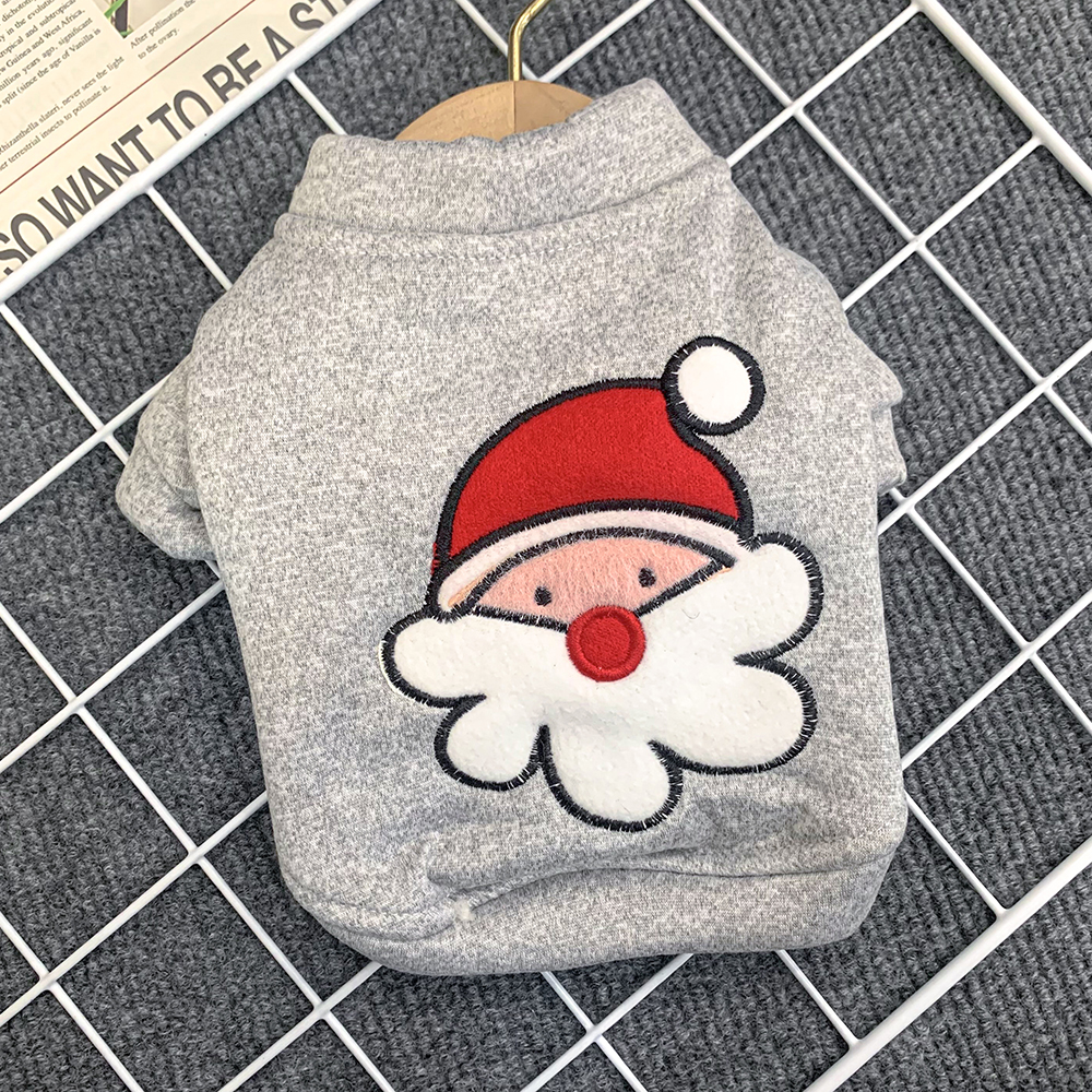 犬服 聖夜の贈り物サンタクロース刺繍パーカー