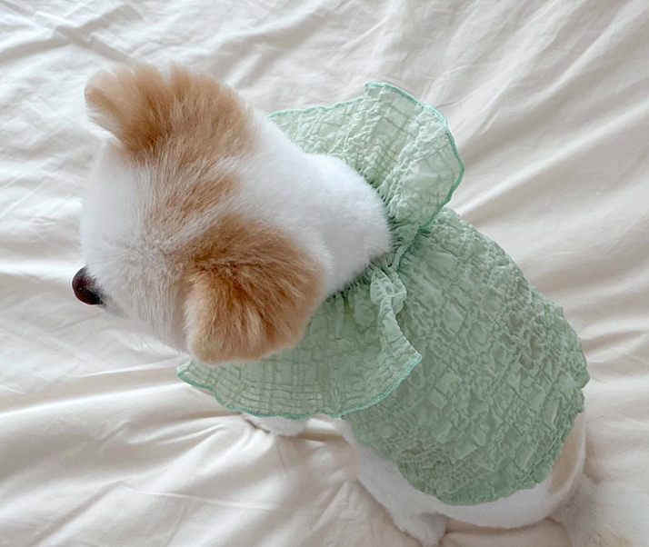 犬服 クシュクシュフリルワンピース