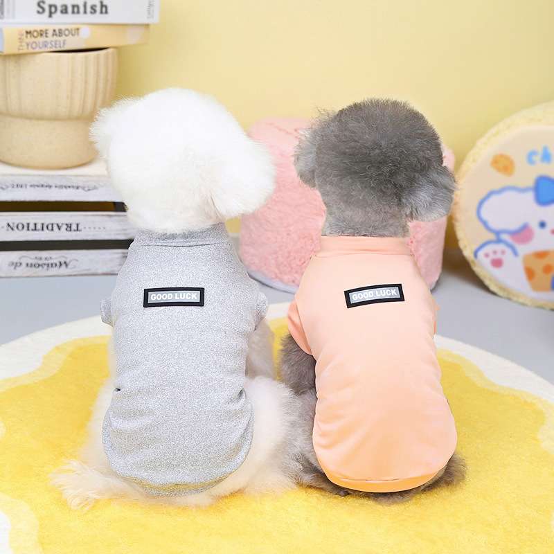 犬服  もこもこペット用Tシャツ シンプル背中ロゴ