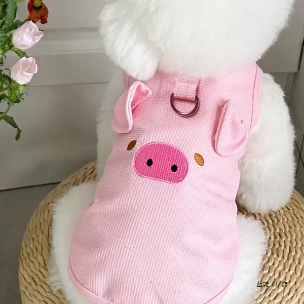 犬服 動物フェイス刺繍入りワッフル地トレーナー