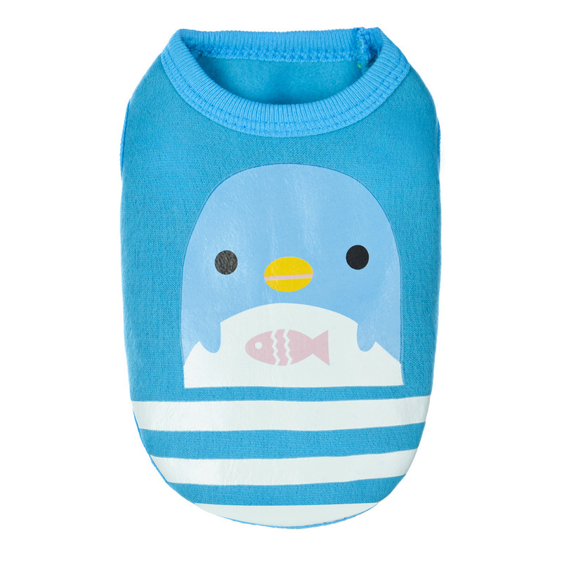 犬服 動物キャラクタープリント裾ボーダー犬用トレーナー