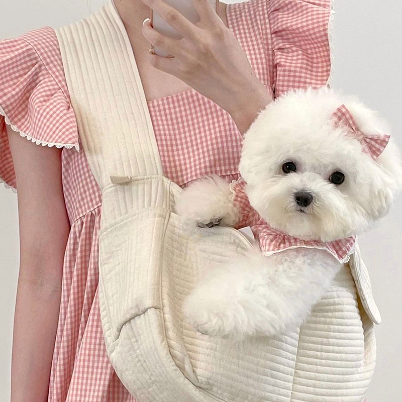 犬服 格子柄フリルレース付きワンピース