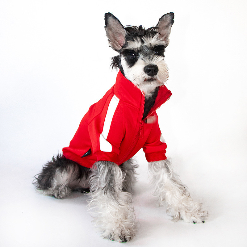 犬服 袖ラインがおしゃれなジップアップ犬用パーカー