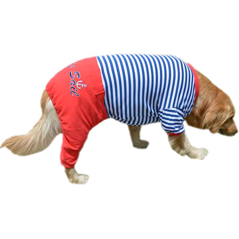  マリン風ボーダーつなぎ犬服