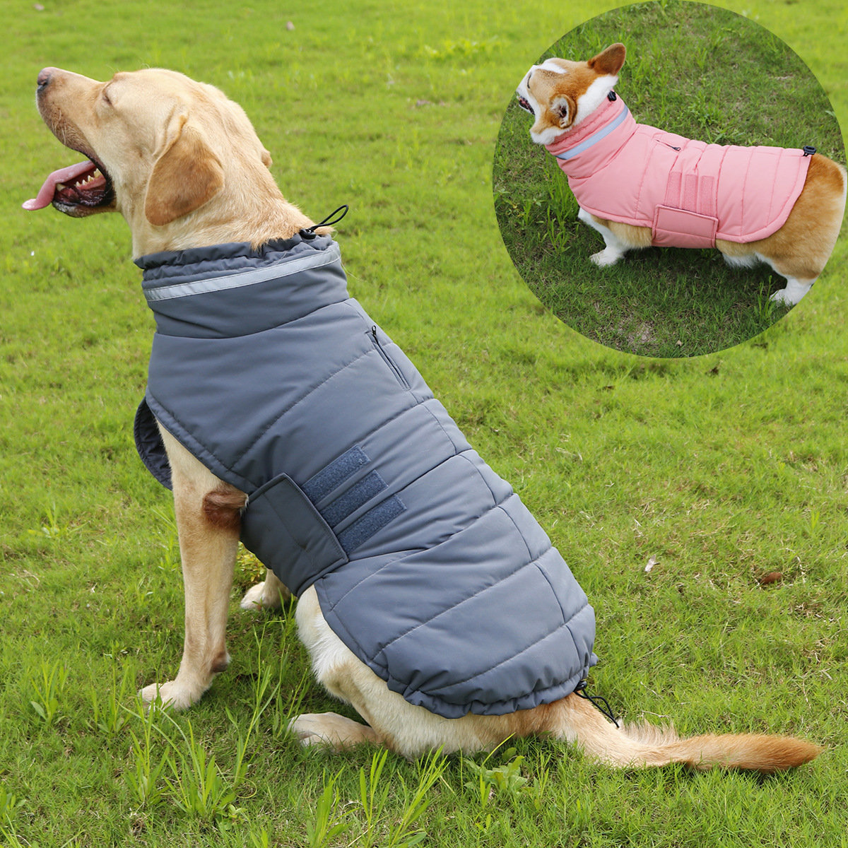 犬服 高機能中綿入り防寒ハイネック犬用ベスト