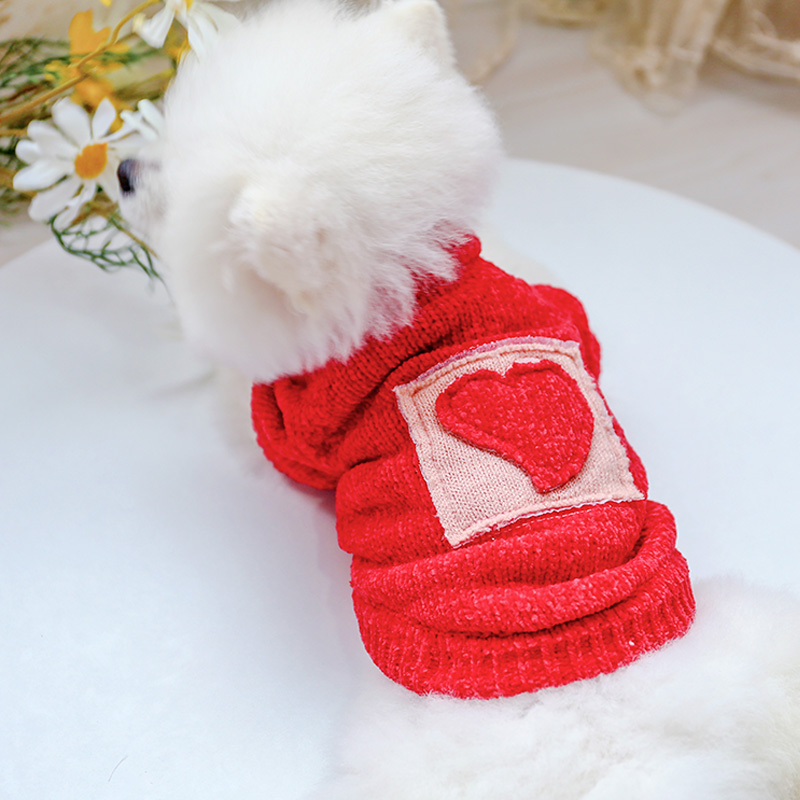 冬のあったかアニマルフェイス刺繍ニット犬服