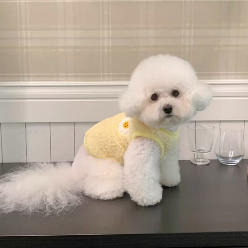 犬服 にこにこフラワー刺繍もこもこボアトレーナー