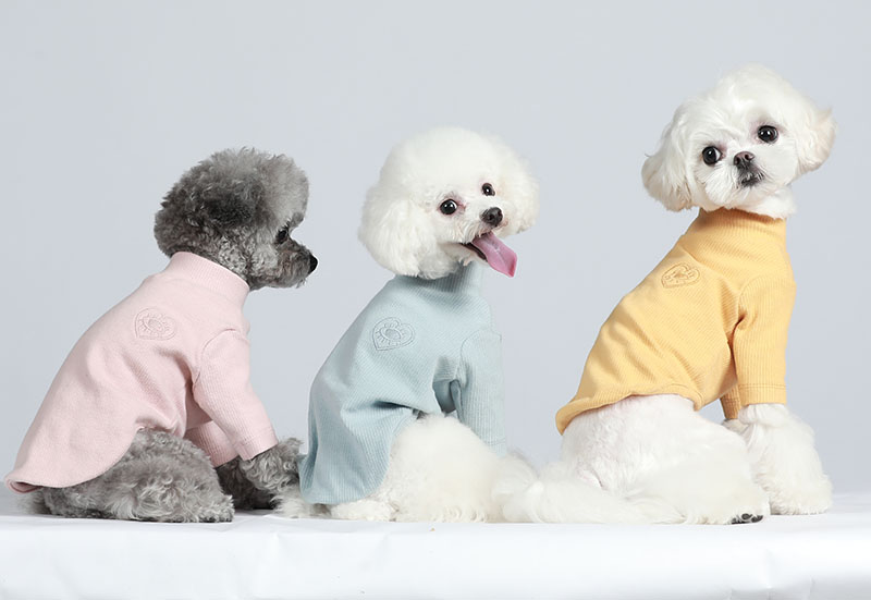 犬服 上品なハートワンポイント付き長袖ニット