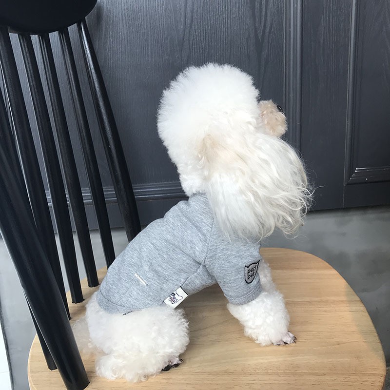 犬服 シンプルワンポイント刺繍入り長袖犬服ティーシャツ