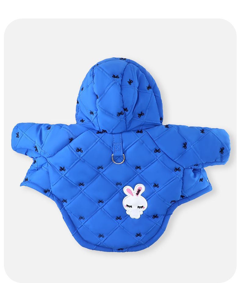 犬服 うさぎワッペン付きキルティング中綿パーカー