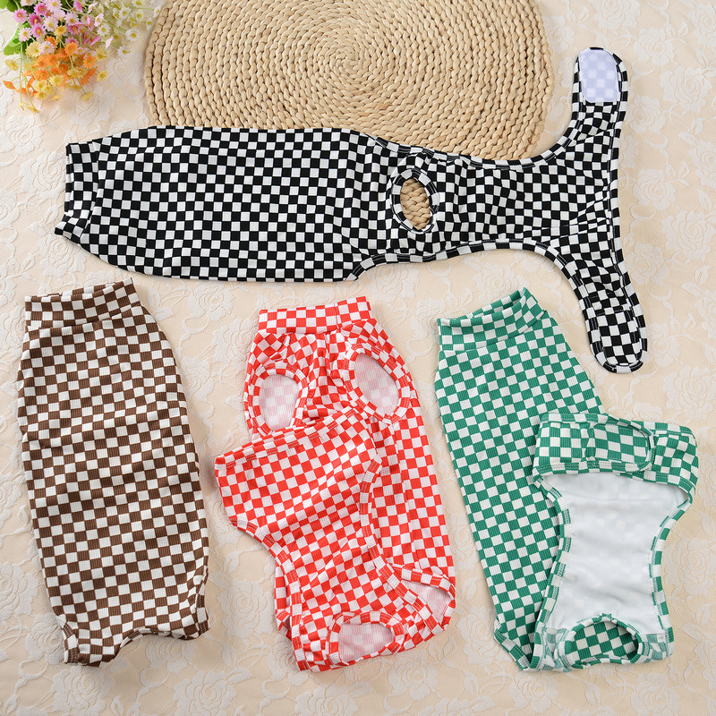 犬服 市松模様のカジュアル四つ足トレーナー