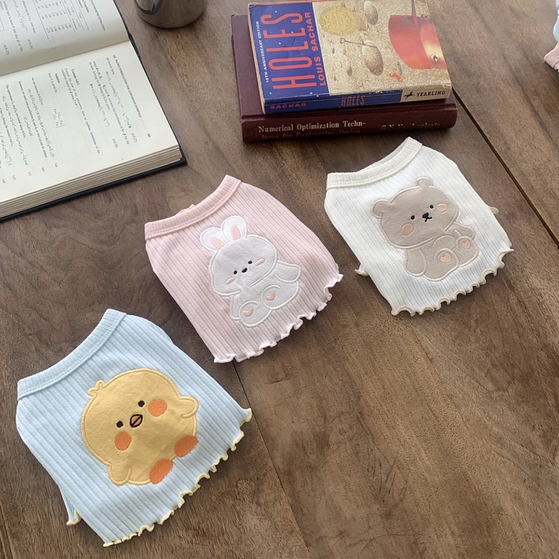 犬服 ふわもこ動物アップリケTシャツ