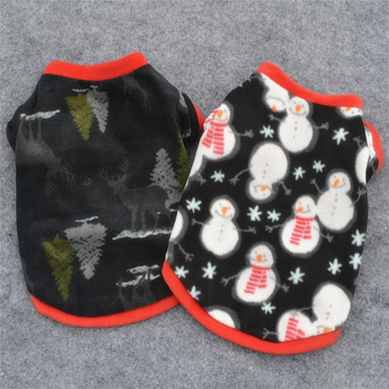 犬服 雪だるまと雪の結晶柄フリーストレーナー