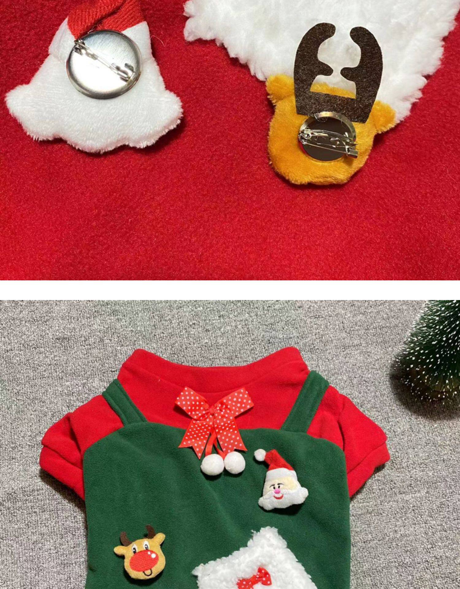 犬服 聖夜のサンタとトナカイ立体装飾トレーナー