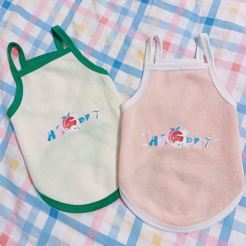 犬服 さくらんぼ刺繍ワッフル素材タンクトップ