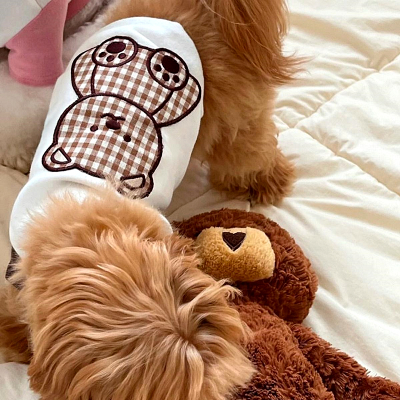 犬服 ふわふわ動物柄ペアTシャツ