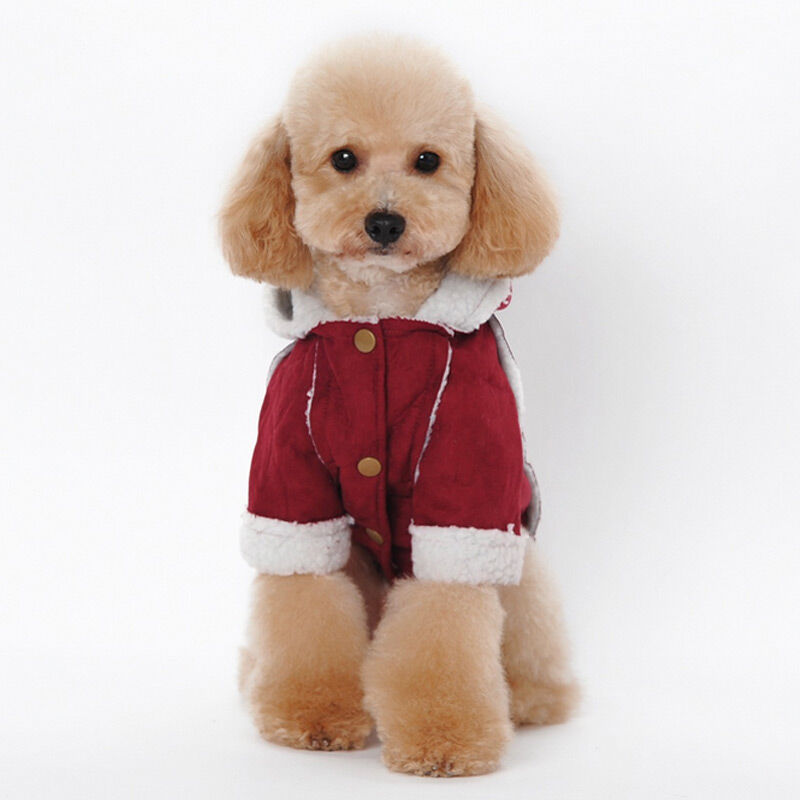 犬服 もこもこ裏地付き冬のあったかフード付きコート