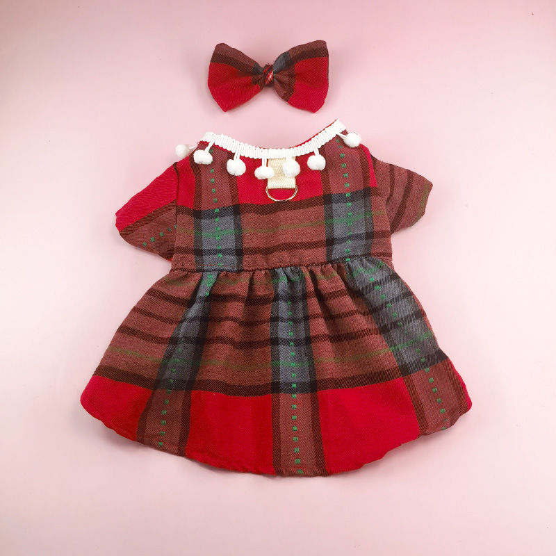 犬服 クラシックチェック柄トレーナー背中リング付き