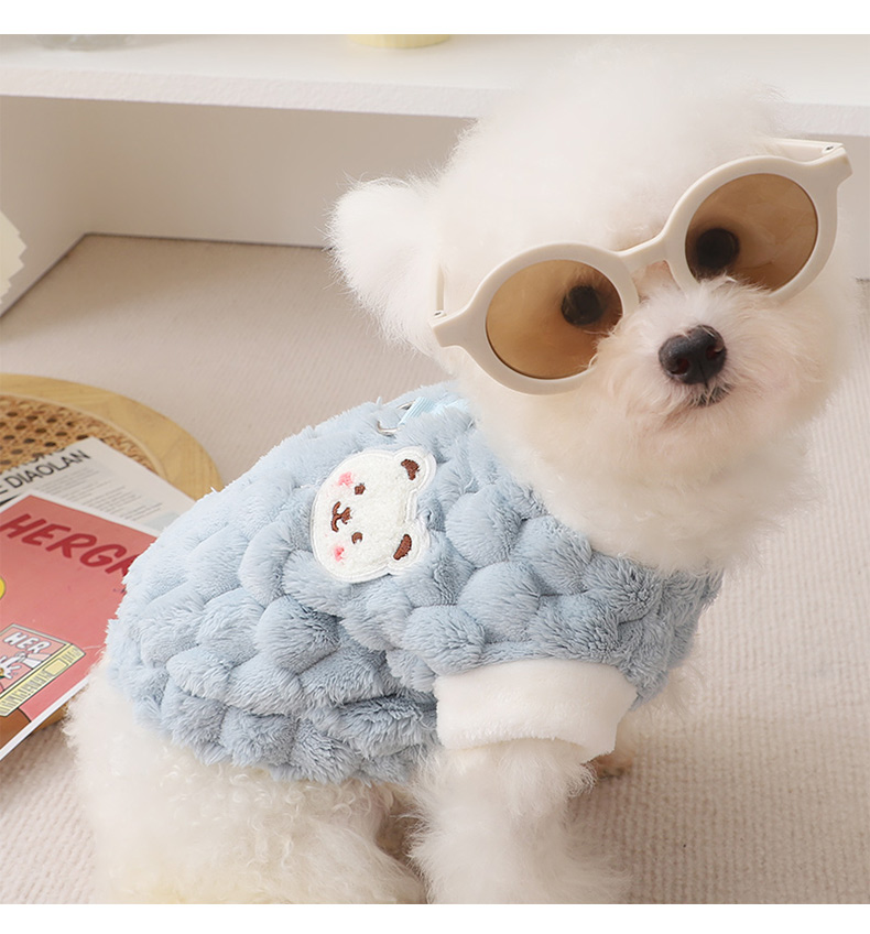 くまさん刺繍もこもこボア犬服アウター