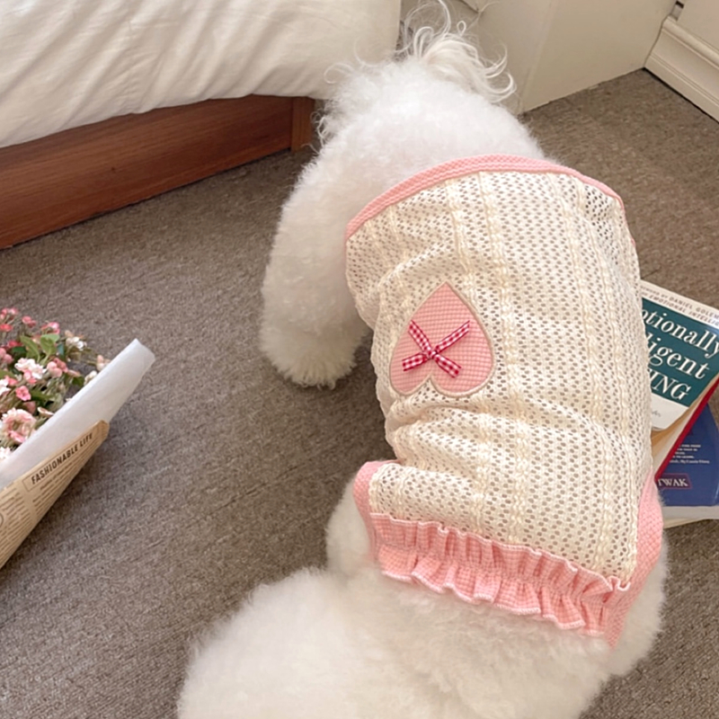 犬服 ハートリボン メッシュ タンクトップ