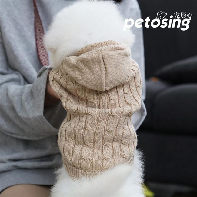 犬服 ケーブル編みタートルネックニット