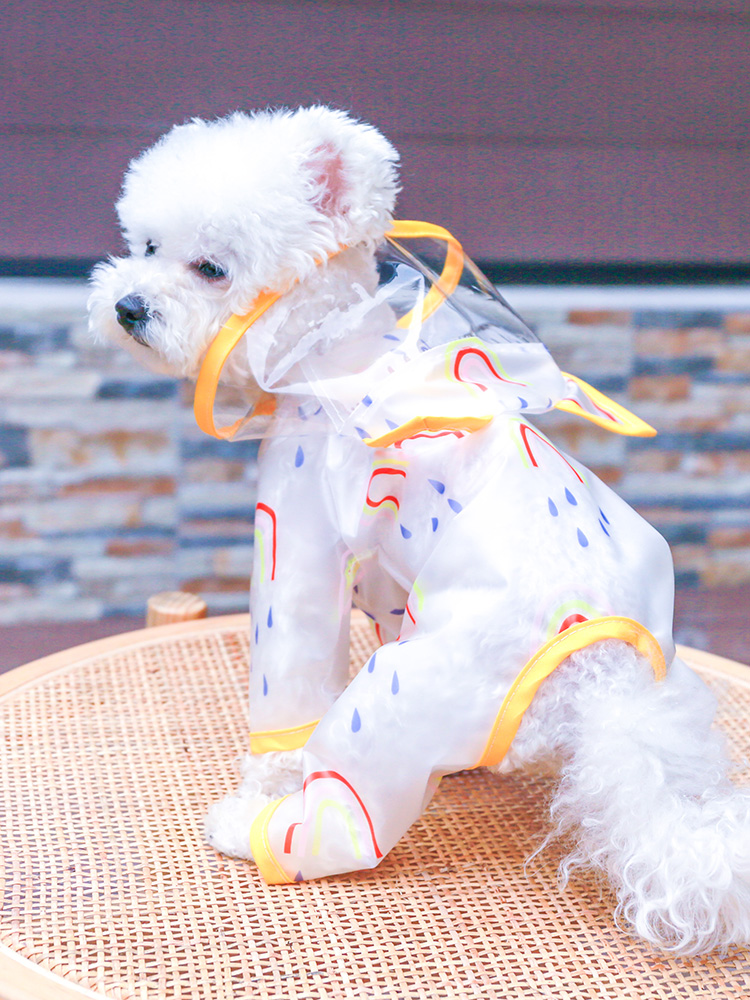 犬服 にじいろうさぎ耳レインコート