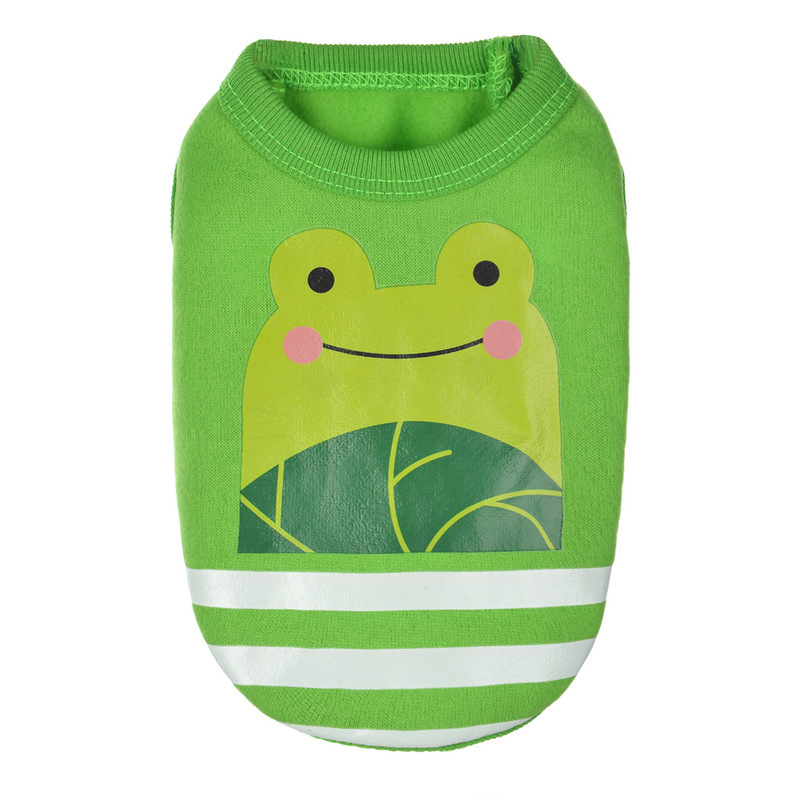 犬服 動物キャラクタープリント裾ボーダー犬用トレーナー