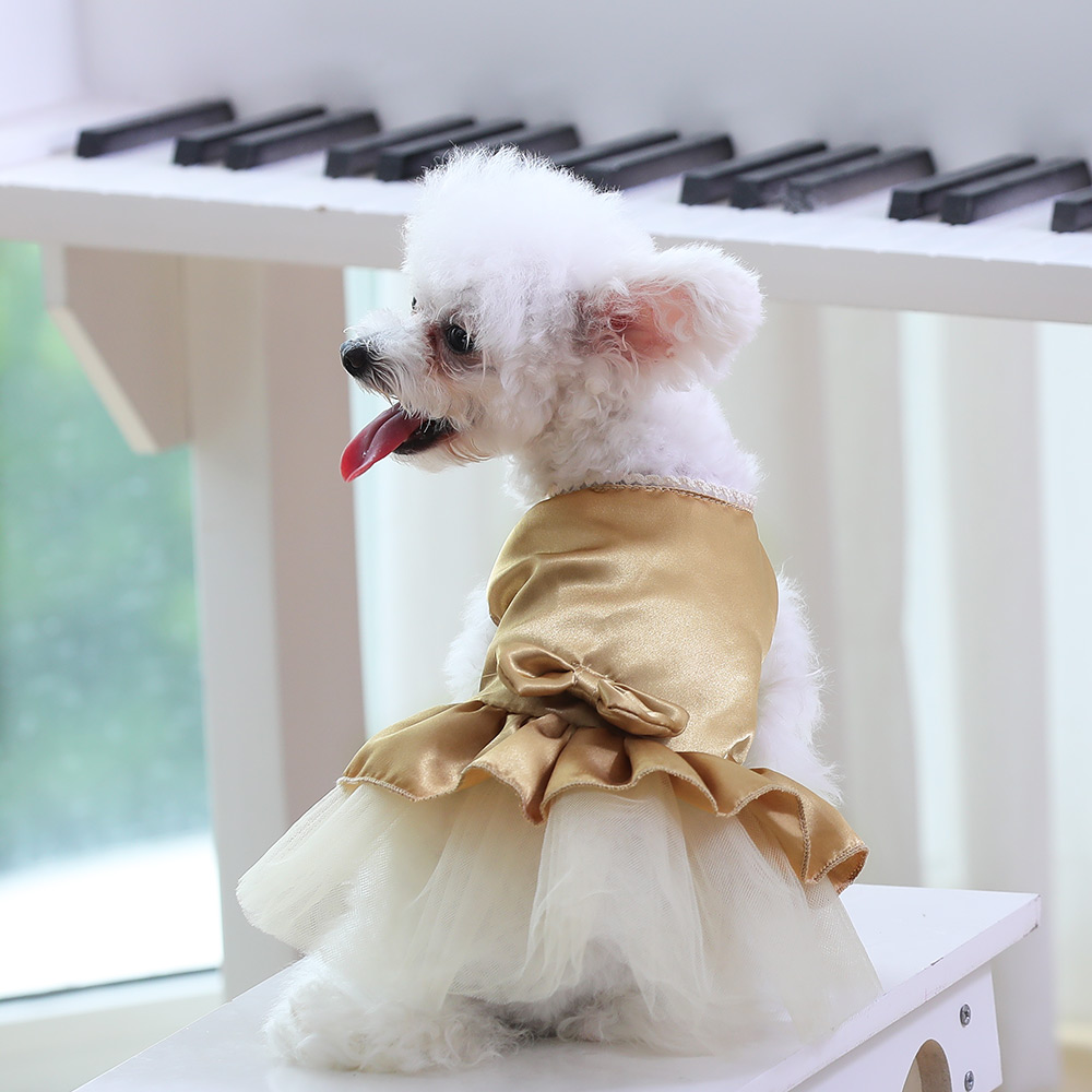 犬服 小型犬用エレガントレース付きチュチュドレス