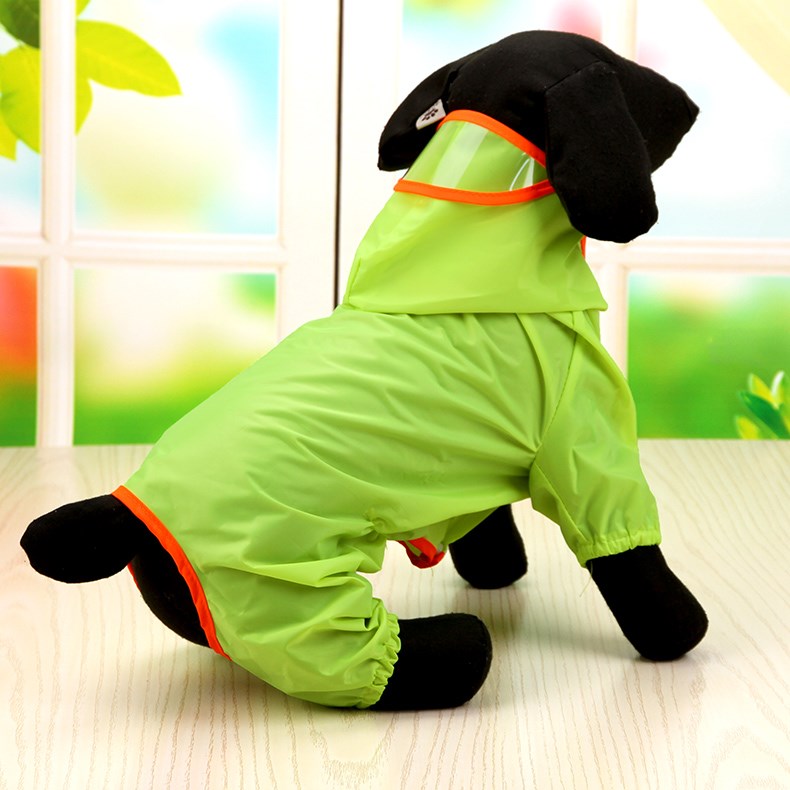 犬服 小型犬用フード付き全身レインコートつなぎ