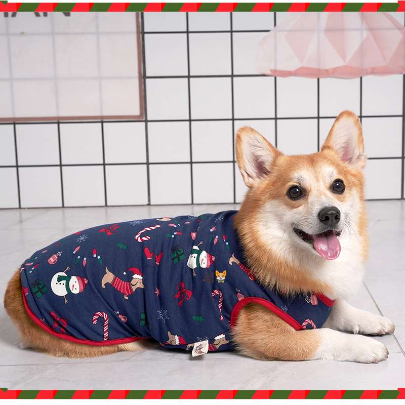 犬服  コーギー用クリスマス柄ベスト