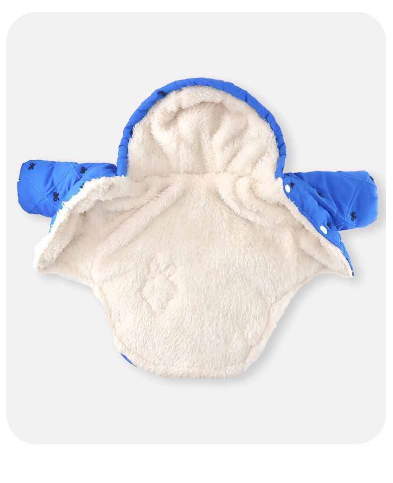 犬服 うさぎワッペン付きキルティング中綿パーカー