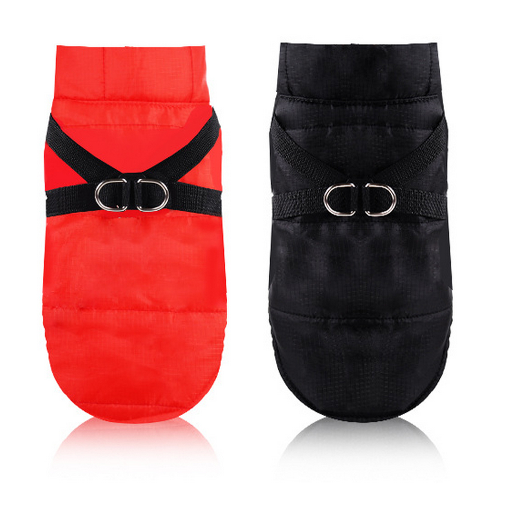 犬服 中型犬用ハーネス一体型ダウンベスト