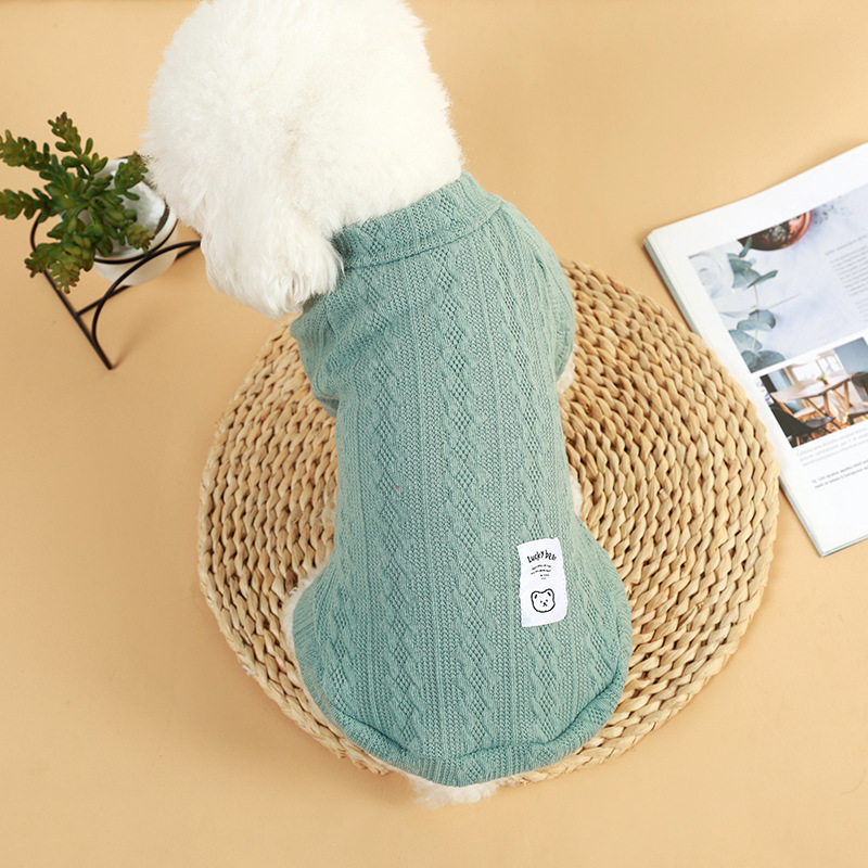 犬服 ケーブル編み模様のタートルネック犬用セーター