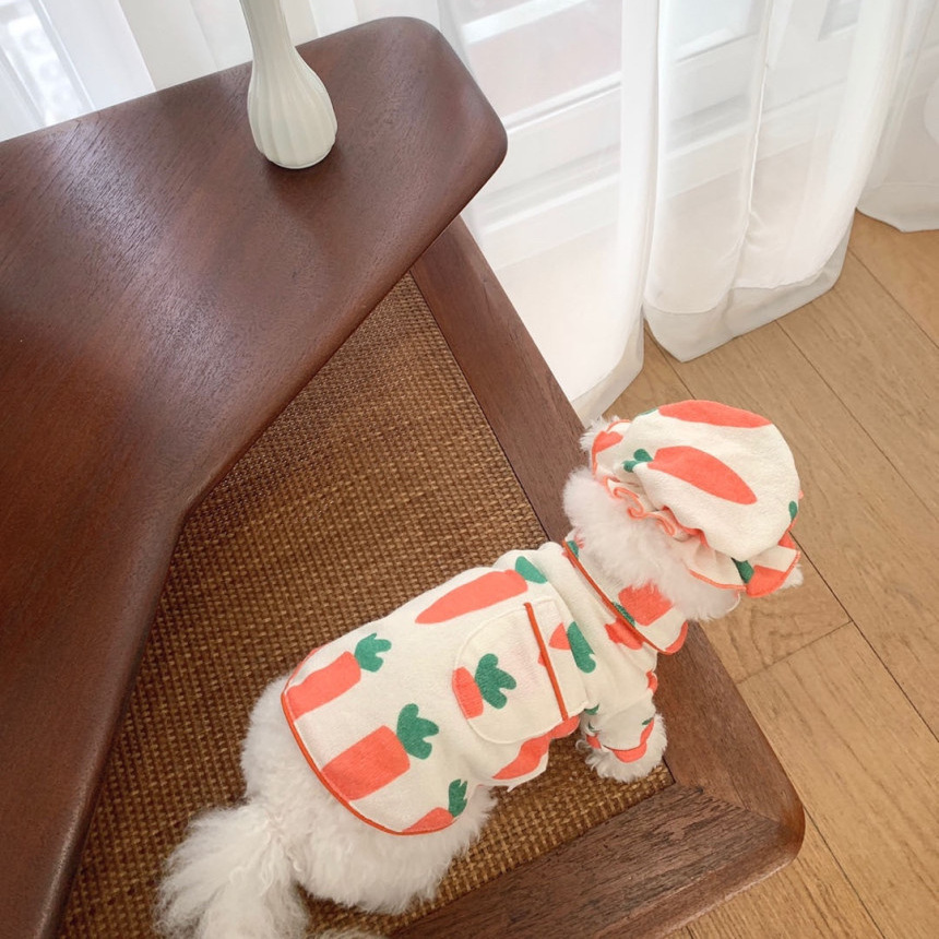 犬服 ふわもこ野菜パターンパジャマ