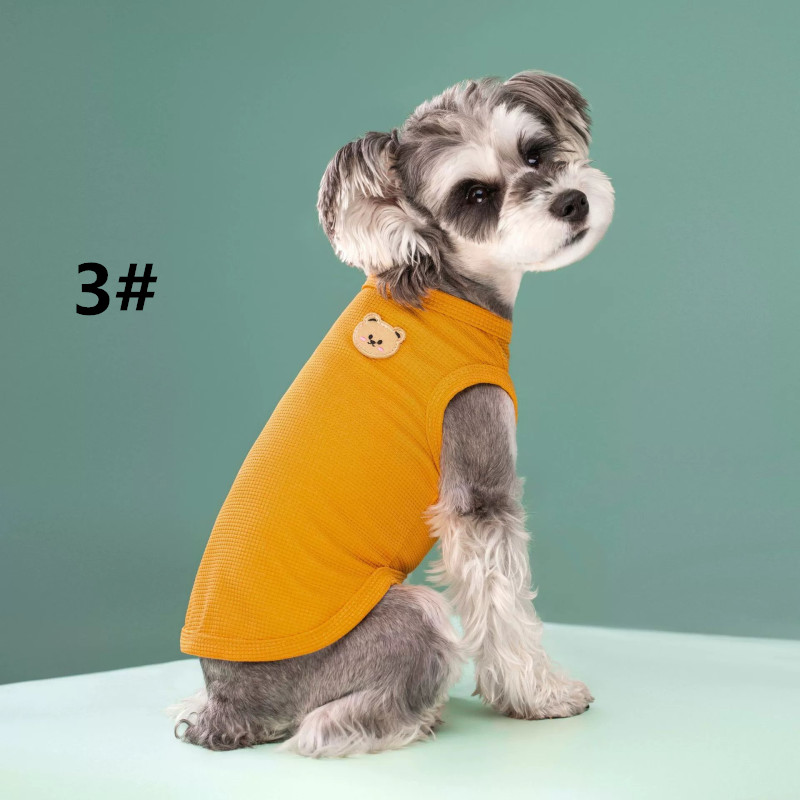小型犬用可愛いくまワッペン付きティーシャツ犬服