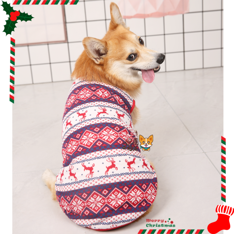 犬服  コーギー用クリスマス柄ベスト