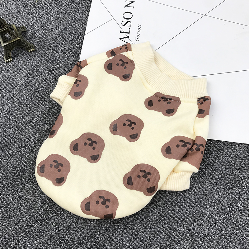 犬服 くまさんお顔いっぱい総柄ニットトップス