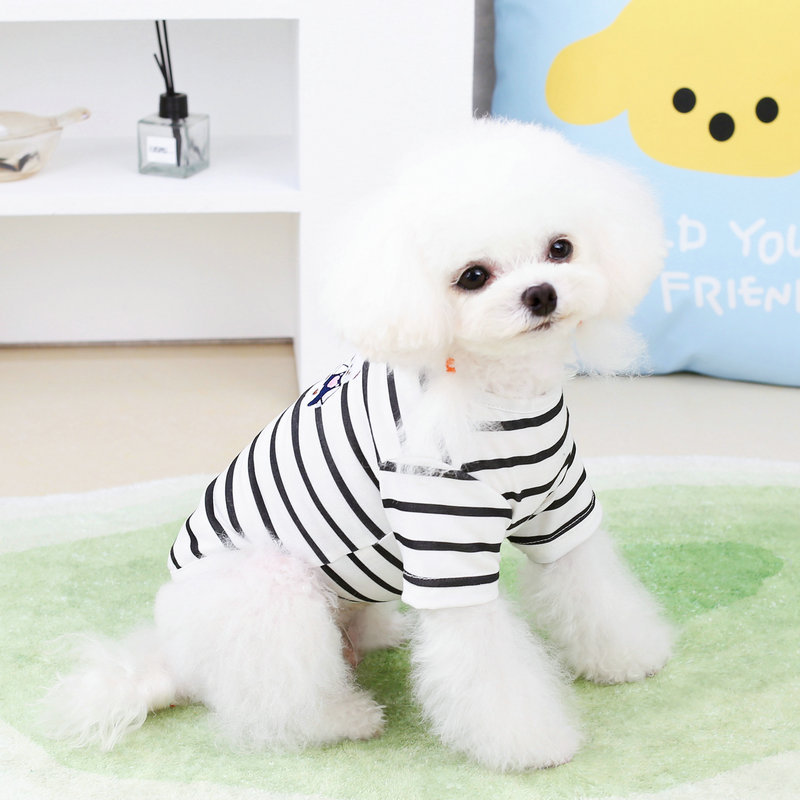 犬服 くまさん刺繍ボーダーシャツ