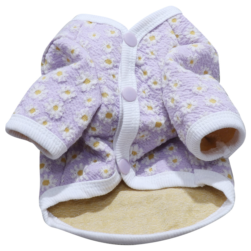 犬服 小花柄ふんわり裏起毛トレーナー