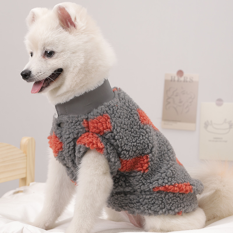 犬服 もこもこボア素材のハート柄あったかトレーナー