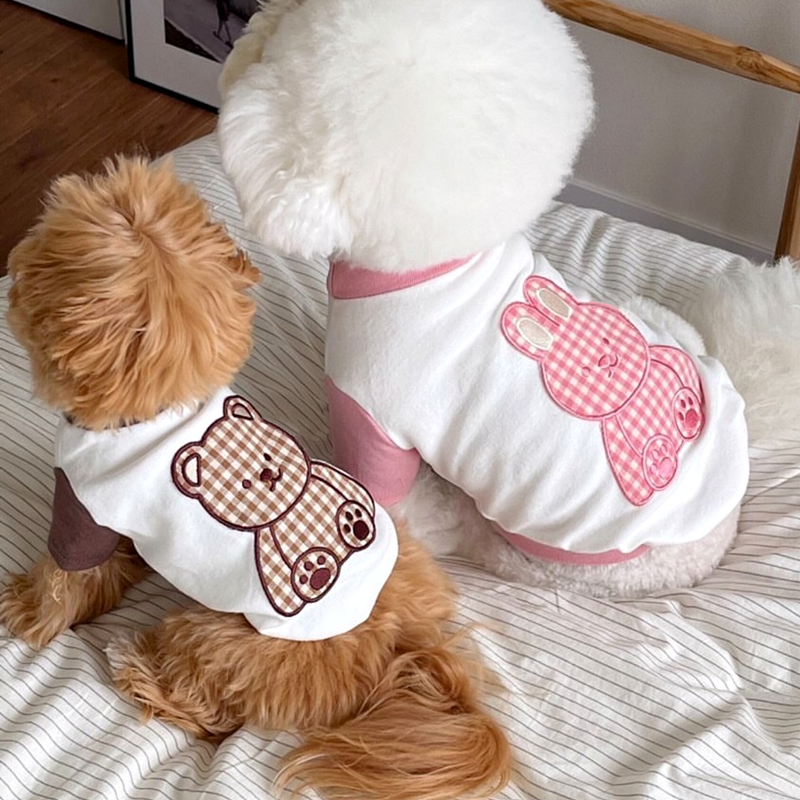 犬服 ふわふわ動物柄ペアTシャツ
